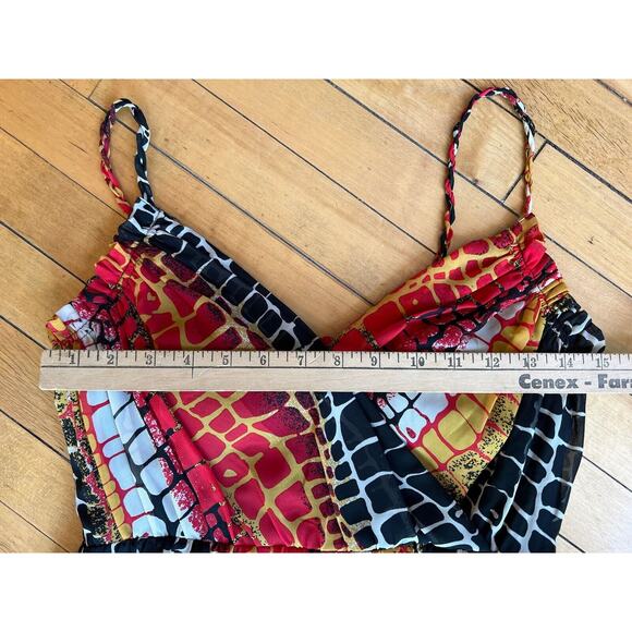 Muse BOSTON PROPER Size 6? Snakeskin Animal Print PADDED BRA Maxi Dress Red $169 - Picture 7 of 12